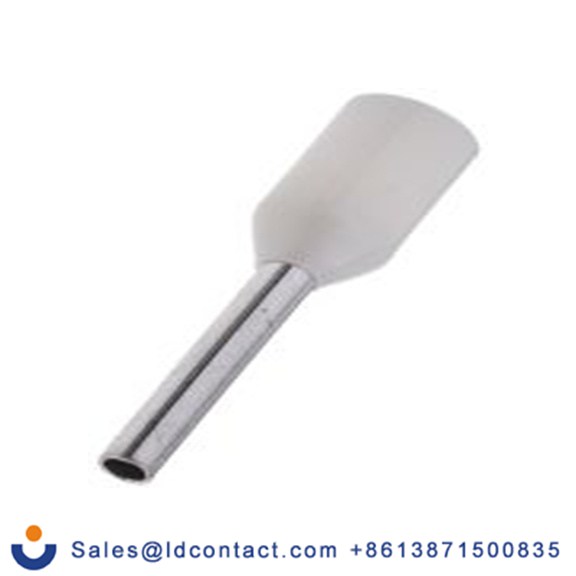 RS PRO,458-689,绝缘 压接靴带套圈, 白色, Φ1.3 mm x 8 mm引脚, 最大电线尺寸 22 AWG, 总长14 mm