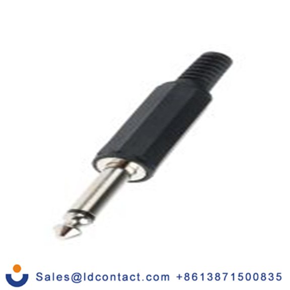 RS PRO,392-609,6.35mm, 电缆安装 单声道 公 焊接 2, 插孔连接器 直向, 黄铜触芯, 黑色