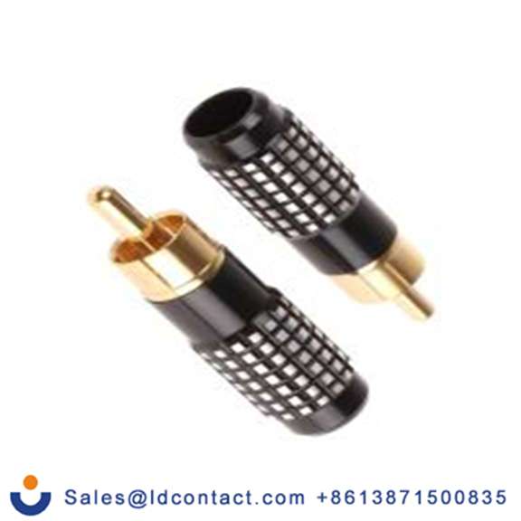 RS PRO,410-993,RCA 插头 直向, 电缆安装, 黑色, 镀金色触点