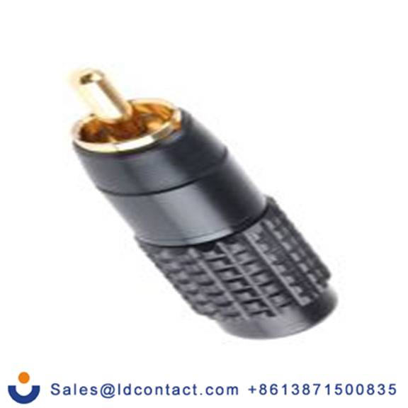 RS PRO,411-019,RCA 插头 直向, 电缆安装, 黑色, 镀金色触点