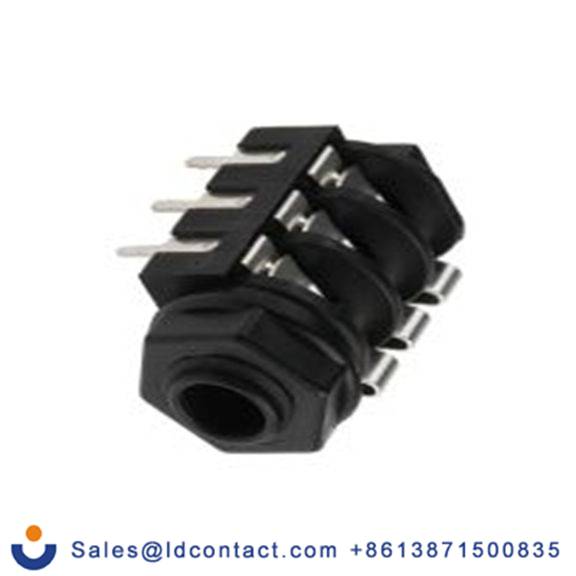 RS PRO,449-348,6.35mm, 通孔安装 立体声 母插 焊接 3, 插孔连接器 3A 直向, 黄铜触芯, 黑色