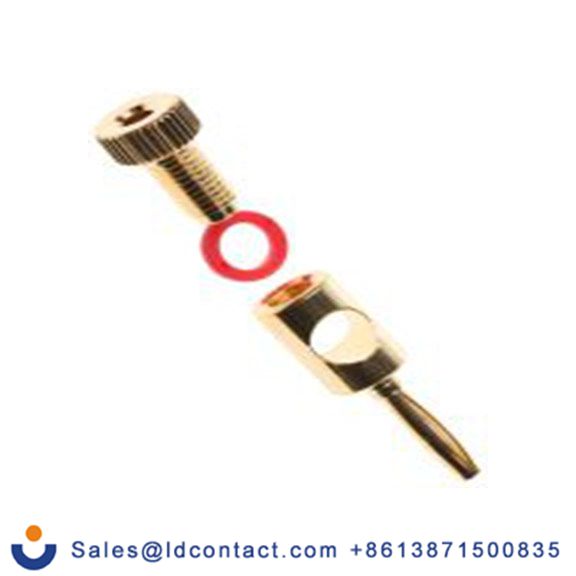 RS PRO,458-213,音箱连接器, 镀镀金镍 直向, 黄铜触芯, 1路 公 16A, 红色 螺钉