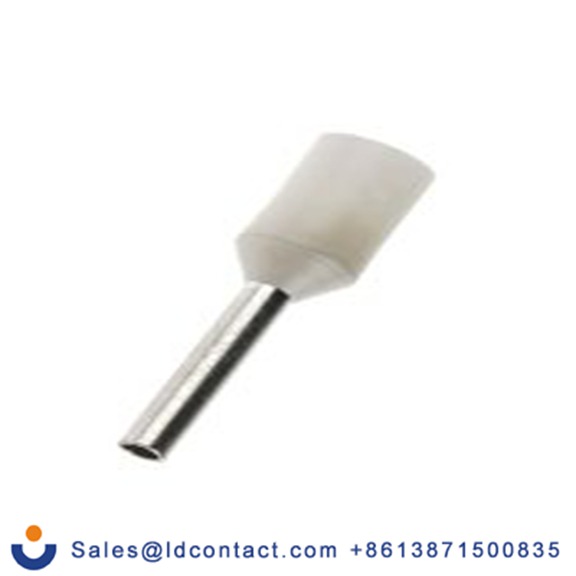 RS PRO,458-752,绝缘 压接靴带套圈, 白色, Φ1.5 mm x 8 mm引脚, 最大电线尺寸 18 AWG, 总长14.5 mm