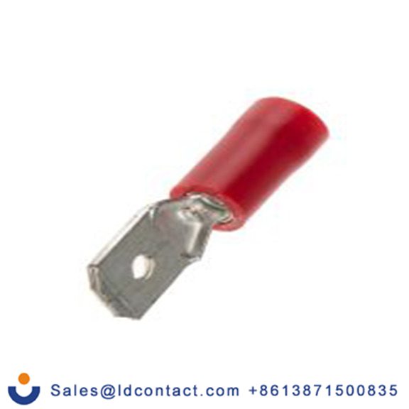 RS PRO,534-323,绝缘 压接端子 公, 6.35 x 0.8 mm接片, 红色 插簧端子, 乙烯基绝缘, 镀锡 22 AWG 黄铜触点, 最大线规16 AWG 系列