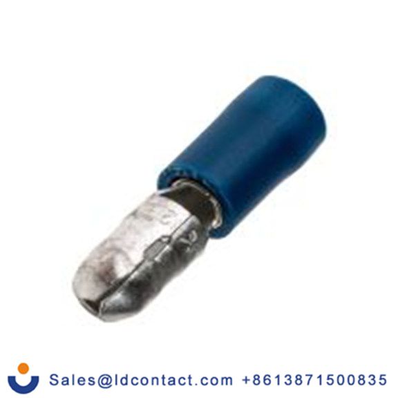 RS PRO,534-660,压接子弹型连接器 公, 绝缘, Φ5 mm弹头, 蓝色, 尼龙绝缘, 16 AWG, 14 AWG, 21 mm总长