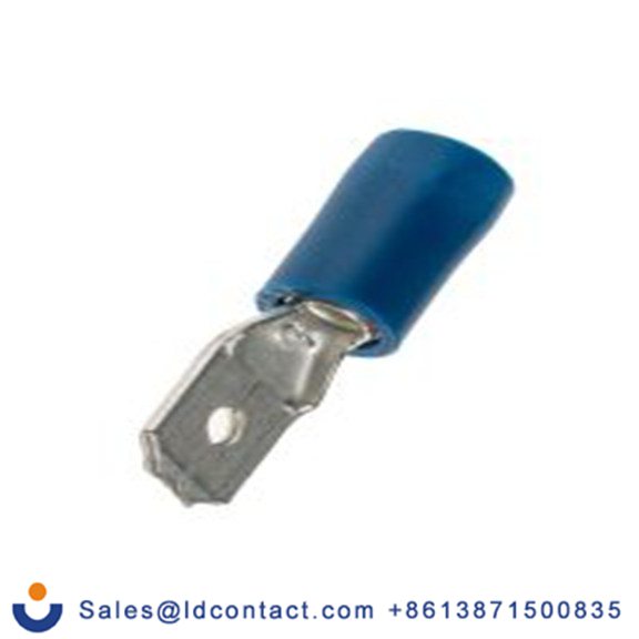 RS PRO,534-682,绝缘 压接端子 公, 6.35 x 0.8 mm接片, 蓝色 插簧端子, 乙烯基绝缘, 镀锡 16 AWG 黄铜触点, 最大线规14 AWG 系列