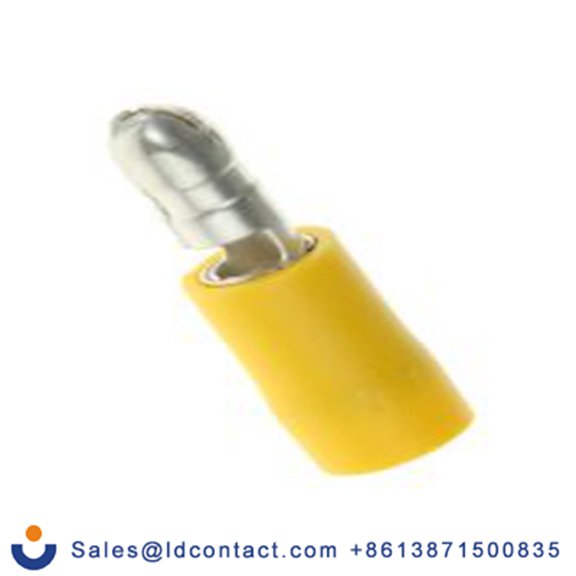 RS PRO,534-935,压接子弹型连接器 公, 绝缘, Φ5 mm弹头, 黄色, 尼龙绝缘, 12 AWG, 10 AWG, 25 mm总长