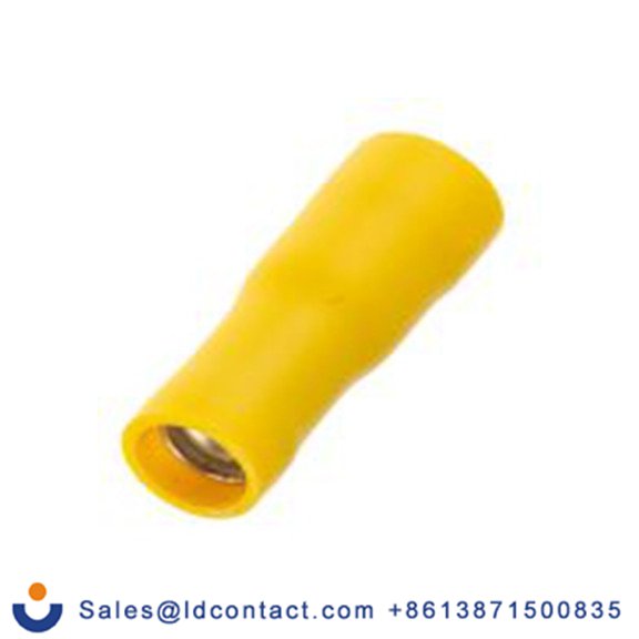 RS PRO,534-941,压接子弹型连接器 母插, 绝缘, Φ5 mm弹头, 黄色, 塑料绝缘, 12 AWG, 10 AWG, 24 mm总长