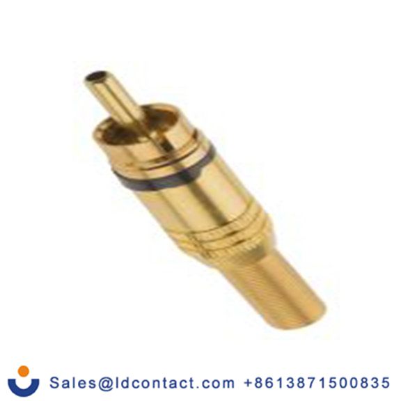 RS PRO,110-3784,RCA 插头 直向, 电缆安装, 金色, 黑色, 50 V, 镀金色触点 5A