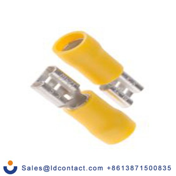 RS PRO,125-1948,绝缘 压接端子 母插, 6.35 x 0.8 mm接片, 黄色 插簧端子, 乙烯基绝缘, 镀锡 12 AWG 黄铜, 铜触点, 最大线规10 AWG 系列