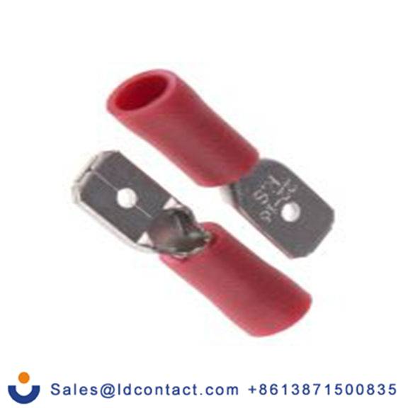 RS PRO,125-1952,绝缘 压接端子 公, 6.35 x 0.8 mm接片, 红色 插簧端子, 乙烯基绝缘, 镀锡 22 AWG 黄铜触点, 最大线规16 AWG 系列