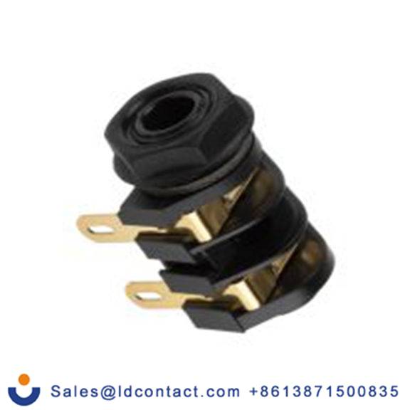 RS PRO,143-8932,6.35mm, 面板安装 单声道 母插 焊接 2, 插孔连接器 5A 直角, 银合金触芯, 黑色