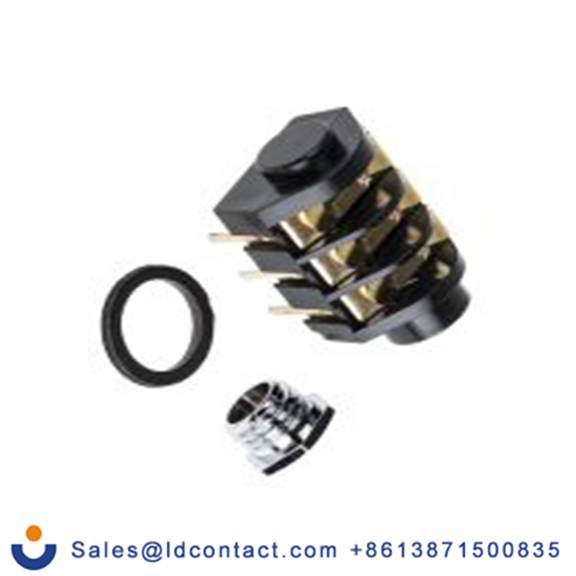 RS PRO,143-8935,6.35mm, 面板安装 立体声 母插 焊接 3, 插孔连接器 5A 直角, 银合金触芯, 黑色