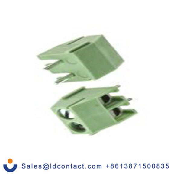 RS PRO,144-4314,1排 印刷电路板接线端子块, 2p, 3.5 mm间距, 300 V, 直向, 绿色