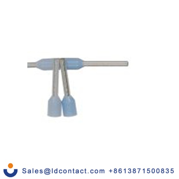 RS PRO,157-1200,绝缘 压接靴带套圈, 淡蓝色, Φ1.1 mm x 8 mm引脚, 最大电线尺寸 24 AWG, 总长12.4 mm