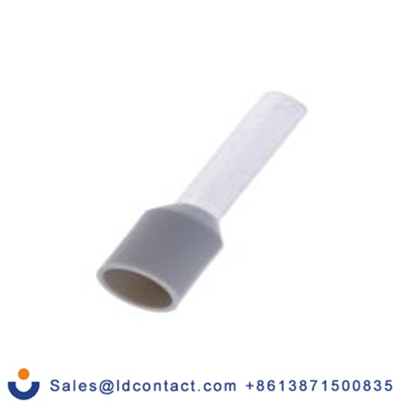 RS PRO,157-1250,绝缘 压接靴带套圈, 灰色, Φ3.2 mm x 12 mm引脚, 最大电线尺寸 12 AWG, 总长19.4 mm