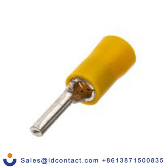 RS PRO,208-2559,针型接线端子, 绝缘端子镀锡, 针Φ2.6 mmx15 mm长, 黄色, 12 AWG, 聚氯乙烯绝缘, 线最大规格10 AWG
