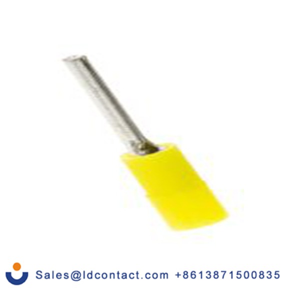 RS PRO,239-4212,针型接线端子, 绝缘端子镀锡, 针Φ1.4 mmx10 mm长, 黄色, 26 AWG, 尼龙绝缘, 线最大规格22 AWG