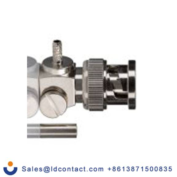 RS PRO,246-9471,BNC 连接器 公, 50 Ω, 电缆安装, 直角, 用于同轴线 BNC系列 压接