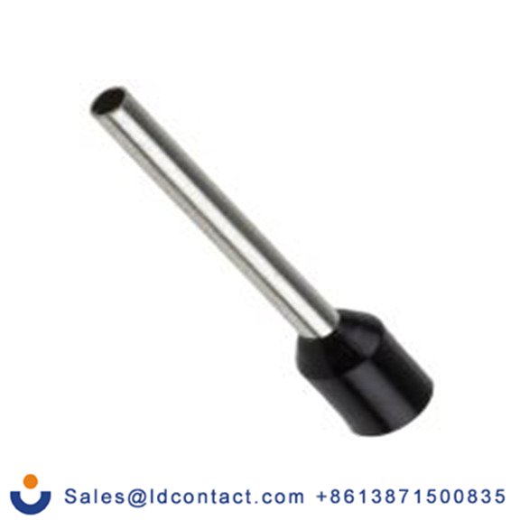 RS PRO,250-3444,绝缘 压接靴带套圈, 黑色, Φ2 mm x 18 mm引脚, 最大电线尺寸 16 AWG, 总长24.5 mm