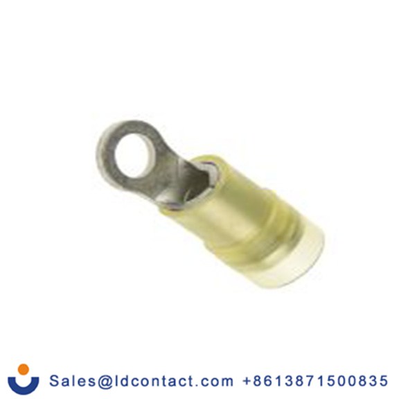 RS PRO,267-3903,绝缘 铜 环形端子, Φ4.3 mm内环 12 AWG, M4螺栓, 黄色 10 AWG, -40 °C至105 °C E245391系列