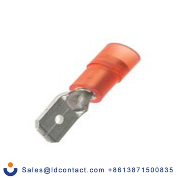 RS PRO,267-4029,绝缘 压接端子 公/母, 0.8 x 6.35 mm接片, 红色 插簧端子, 尼龙绝缘, 镀锡 22 AWG 铜, 黄铜触点, 最大线规16 AWG 系列