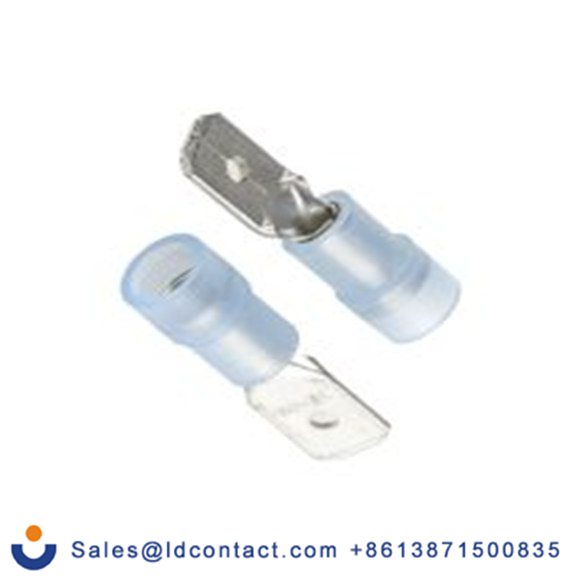 RS PRO,267-4035,绝缘 压接端子 公, 0.8 x 6.35 mm接片, 蓝色 插簧端子, 尼龙绝缘, 镀锡 16 AWG 黄铜, 铜触点, 最大线规14 AWG 系列