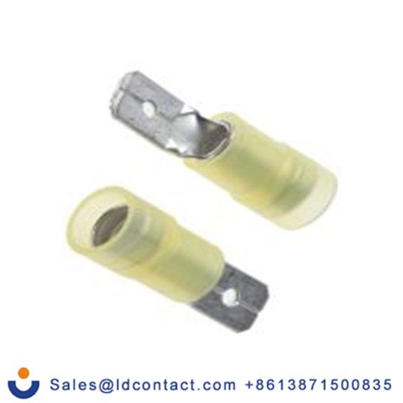 RS PRO,267-4041,绝缘 压接端子 公, 0.8 x 6.35 mm接片, 黄色 插簧端子, 尼龙绝缘, 镀锡 12 AWG 黄铜, 铜触点, 最大线规10 AWG 系列