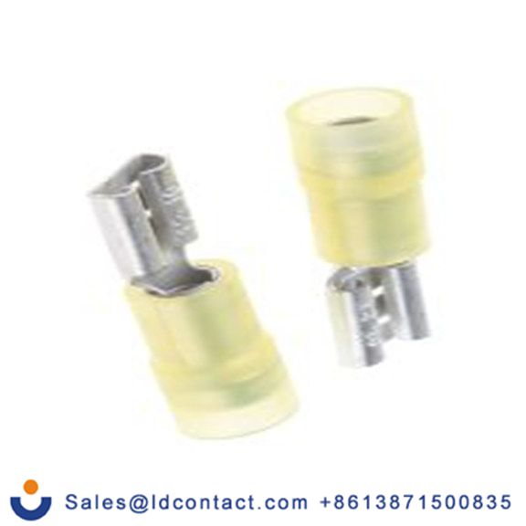 RS PRO,267-4158,绝缘 压接端子 母插, 6.35 x 0.8 mm接片, 黄色 插簧端子, 尼龙绝缘, 镀锡 12 AWG 铜, 黄铜触点, 最大线规10 AWG 系列