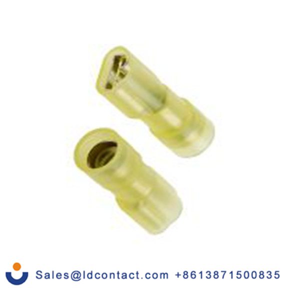 RS PRO,267-4186,绝缘 压接端子 母插, 6.35 x 0.8 mm接片, 黄色 插簧端子, 尼龙绝缘, 镀锡 12 AWG 铜, 黄铜触点, 最大线规10 AWG 系列