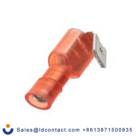 RS PRO,267-4350,绝缘 压接端子 公/母, 6.35 x 0.8 mm接片, 红色 插簧端子, 尼龙绝缘, 镀锡 22 AWG 黄铜, 铜触点, 最大线规16 AWG 系列