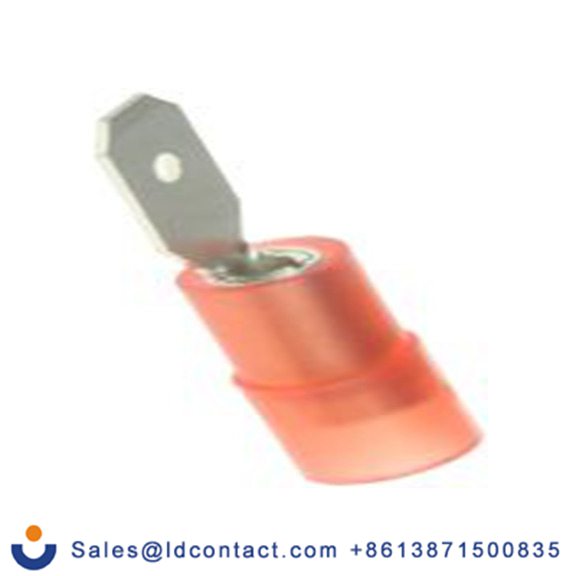 RS PRO,267-4423,绝缘 压接端子 公, 0.5 x 4.75 mm接片, 红色 插簧端子, 尼龙绝缘, 镀锡 22 AWG 黄铜, 铜触点, 最大线规16 AWG 系列