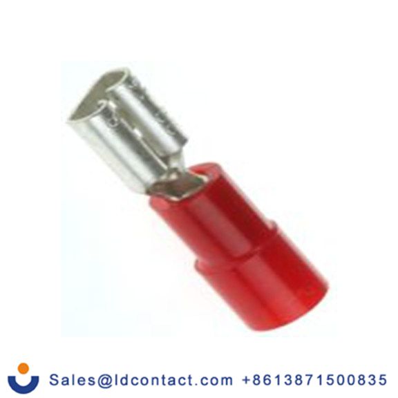 RS PRO,613-9671,绝缘 压接端子 母插, 4.75 x 0.8 mm接片, 红色 插簧端子, 聚碳酸脂绝缘, 镀锡 22 AWG 黄铜触点, 最大线规16 AWG FDNI1系列