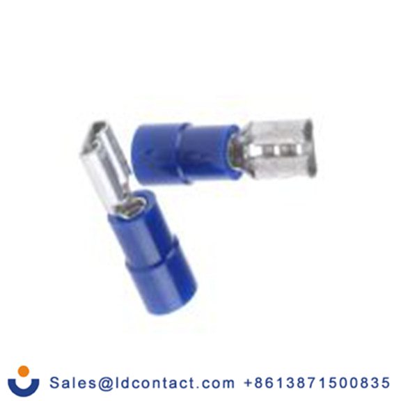 RS PRO,613-9851,绝缘 压接端子 母插, 4.75 x 0.5 mm接片, 蓝色 插簧端子, 聚碳酸脂绝缘, 镀锡 16 AWG 黄铜触点, 最大线规14 AWG FDNI2系列