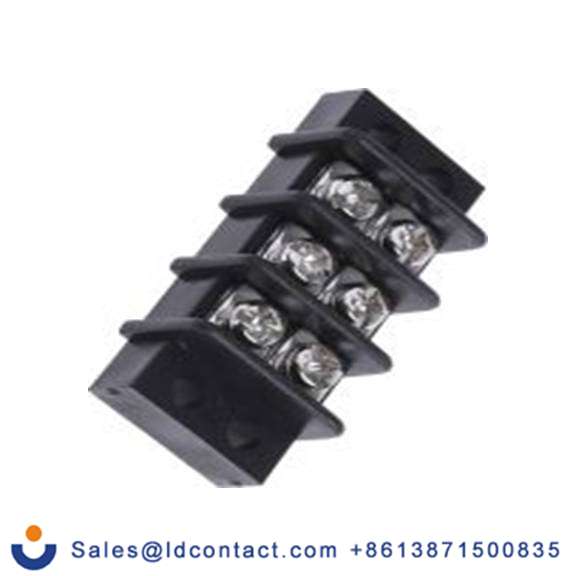 RS PRO,763-8129,非熔断型端子排, 3路, 9.5 mm节距, 750 V 20A, 线规12 AWG, 自由悬挂安装, 黑色 螺钉