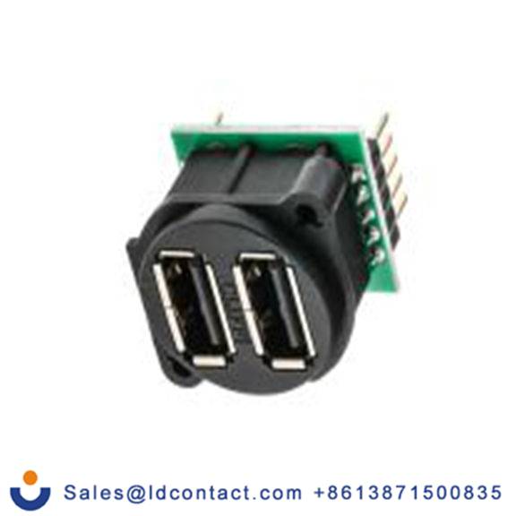 RS PRO,830-0074,USB 连接器, USB A 型 母插, 2端口, 面板安装 直向 USB 2.0 CP系列