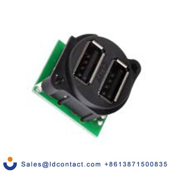 RS PRO,862-1567,USB 连接器, USB A 型 母插, 2端口, 面板安装 直向 USB 2.0 CP系列