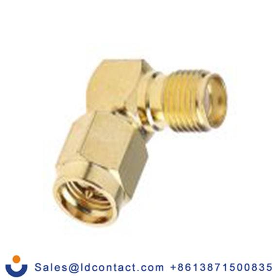RS PRO,878-2362,射频适配器, 直角, 50 Ω阻抗 公, 12.4 GHz, 镀金色 母插 铍铜（触点）, 黄铜（触点 I）触芯