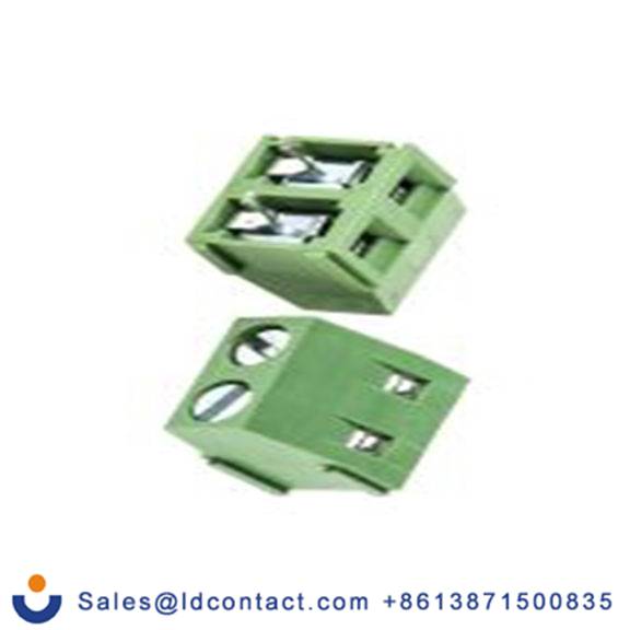 RS PRO,897-0843,PCB端子排, 2p, 5mm间距, 10A, 300 V, THT安装, 螺钉端接, 直向, 绿色