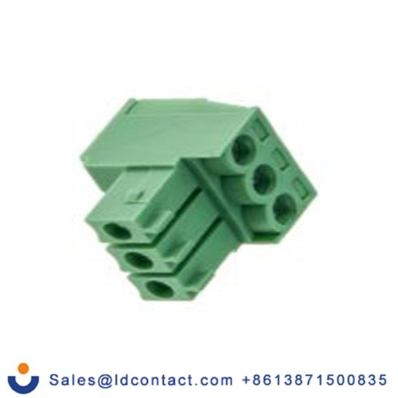 RS PRO,897-1001,3p插拔式接线端子 直角插头, 3.5mm间距, 10A, 200 V, THT安装, 螺钉端接, 绿色