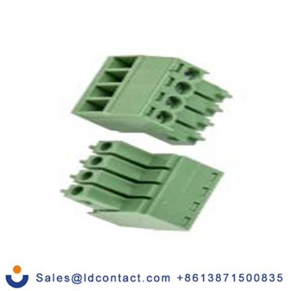 RS PRO,897-1004,4p插拔式接线端子 直角插头, 3.5mm间距, 10A, 200 V, THT安装, 螺钉端接, 绿色