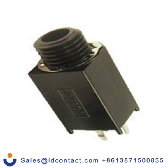 RS PRO,913-1033,6.35mm, PCB安装 立体声 母插 焊接 3, 插孔连接器 5A 垂直式, 银镍合金触芯, 黑色