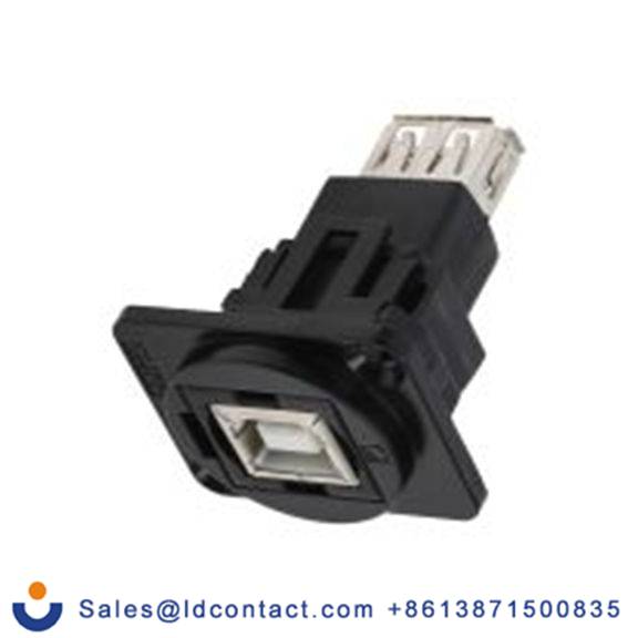 RS PRO,916-0227,USB 连接器, USB B对A型 内螺纹/内螺纹, 2端口, 面板安装 直向 USB 2.0 FT系列