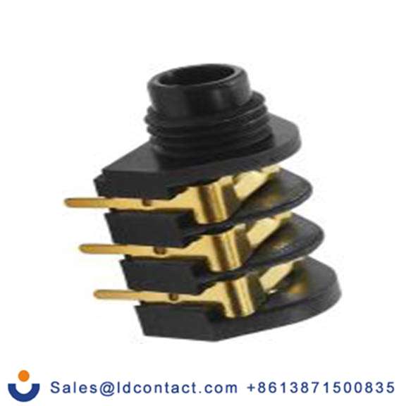 RS PRO,143-8934,6.35mm, 面板安装 立体声 母插 焊接 3, 插孔连接器 5A 直角, 银合金触芯, 黑色