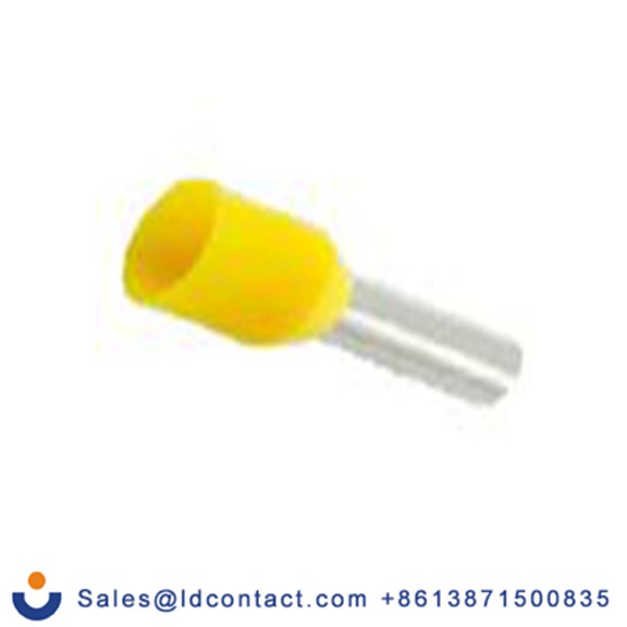 RS PRO,178-7282,绝缘 压接靴带套圈, 黄色, Φ1.1 mm x 6 mm引脚, 最大电线尺寸 24 AWG, 总长10.4 mm