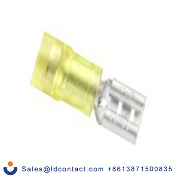 RS PRO,178-8323,绝缘 压接端子 母插, 0.8 x 6.35 mm接片, 黄色 插簧端子, 聚碳酸脂绝缘, 镀锡 12 AWG 黄铜触点, 最大线规10 AWG 系列