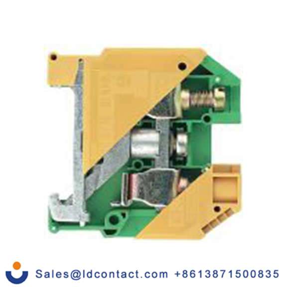 RS PRO,384-7032,2路 接地端子排, DIN 导轨型, CSA 16 mm², 800 V, 14/4 AWG线规, 57.5 mm长 螺钉, 12 mm宽, 黄色, 绿色 尼龙外壳