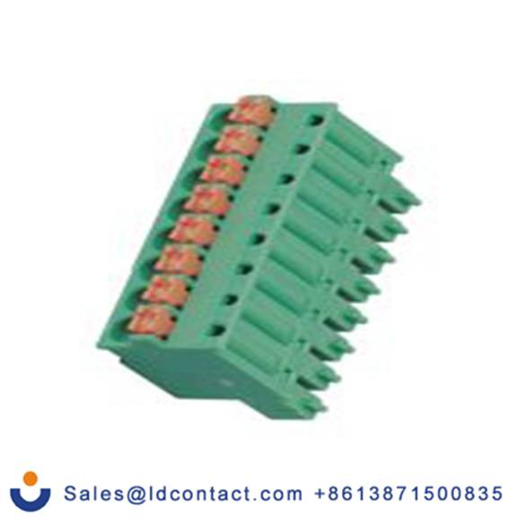 RS PRO,874-5120,8p插拔式接线端子 直角插头, 3.5mm间距, 8A, 300 V, THT安装, 螺钉端接, 绿色