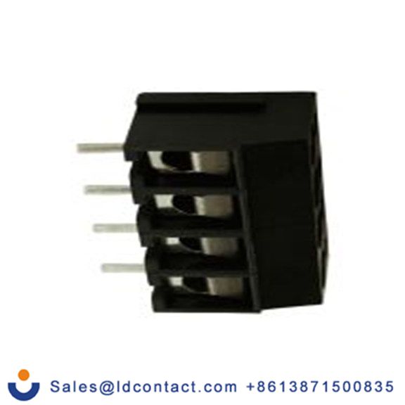 RS PRO,897-0708,PCB端子排, 4p, 5mm间距, 16A, 250 V, THT安装, 螺钉端接, 直向, 黑色