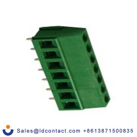 RS PRO,897-0821,PCB端子排, 7p, 5mm间距, 10A, 300 V, THT安装, 螺钉端接, 直向, 绿色